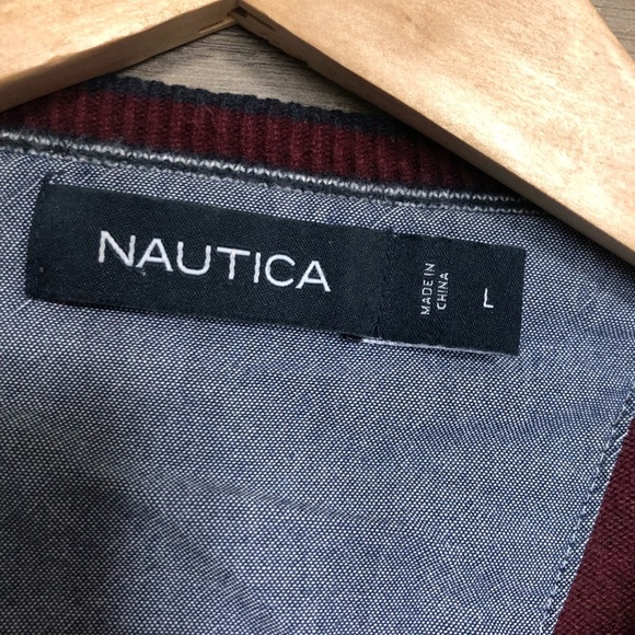 Nautica Burgundy Cotton Blend Preppy Crew Neck Sweater Large - Picture 2 of 9
